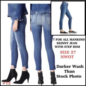 NWOT 7 FOR ALL MANKIND SKINNY JEANS WITH STEP HEM SZ 27 $208